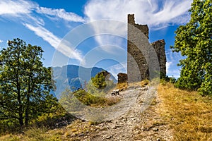 Ruins of medieval Saint-Firmin castle. Valgaudemar, Alps, France