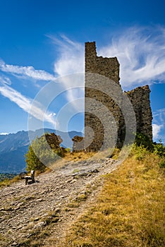 Ruins of medieval Saint-Firmin castle. Valgaudemar, Alps, France photo