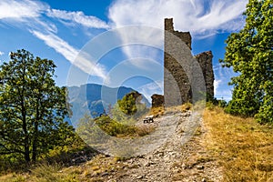 Ruins of medieval Saint-Firmin castle. Valgaudemar, Alps, France photo