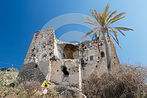 Ruins of the medieval Venetian tower in Emporio village