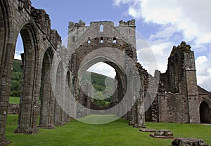 Ruins of middle age abbey in Brecon Beacons in Wales