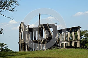 Ruins of the mile long barracks on Corregidor Island, Manila Bay, Philippines