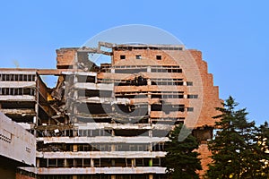 Ruins of Ministry of Defense Building from NATO Bombing - Belgrade Serbia