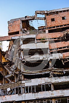 Ruins of Ministry of Defense Building from NATO Bombing - Belgrade Serbia