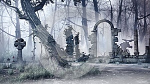 Ruins in the mist