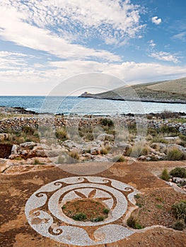 Ruins with mosaic in Cavo Matapan in Mani, Laconia, Peloponnese photo