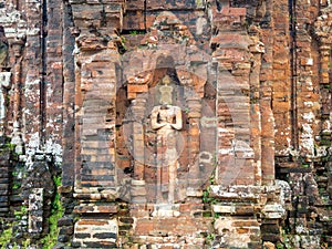 Ruins of My Son sanctuary complex, old Hindu temples in Vietnamese jungle : Ruins were severely damaged during the
