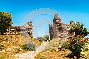 Ruins of Myndos Gate in Bodrum, Turkey. photo