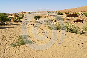 Ruins of the mysterious Kuldhara abandoned settlement in the desert near Jaisalmer, India.