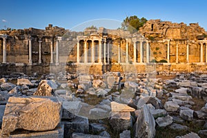 Ruins of Nymphaion, the ancient aqueduct of Side, Turkey photo