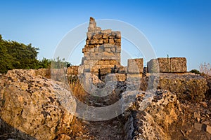 Ruins of Nymphaion, the ancient aqueduct of Side, Turkey photo