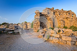 Ruins of Nymphaion, the ancient aqueduct of Side, Turkey photo