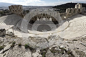 Ruins of Odeon of Herodes Atticus in the Acropolis of Athens, Greece