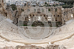Ruins of Odeon of Herodes Atticus in the Acropolis of Athens, Greece