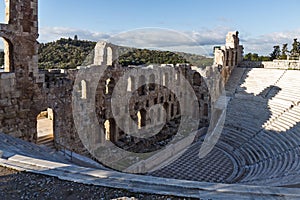 Ruins of Odeon of Herodes Atticus in the Acropolis of Athens, Greece