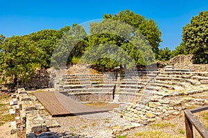 Ruins of odeon in Troy ancient city in Canakkale Turkiye photo