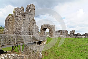 Ruins of Ogmore Castle in Vale of Glamorgan river