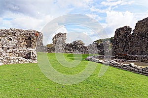 Ruins of Ogmore Castle in Vale of Glamorgan river