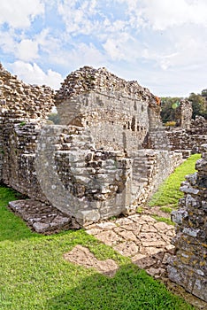 Ruins of Ogmore Castle in Vale of Glamorgan river