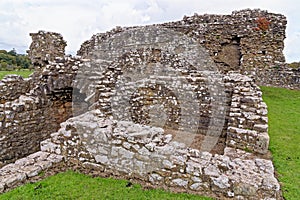 Ruins of Ogmore Castle in Vale of Glamorgan river