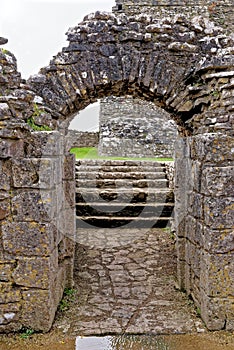 Ruins of Ogmore Castle in Vale of Glamorgan river