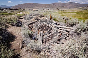 Ruins of an old abandoned building in Bodie Ghost Town in California