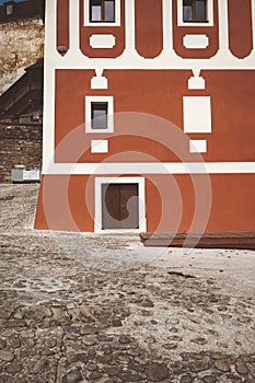 Ruins of old abandoned castle in slovakia - vintage retro look