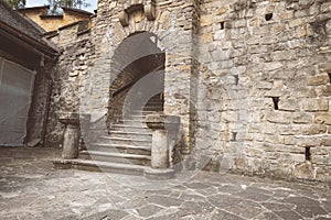 Ruins of old abandoned castle in slovakia - vintage retro look