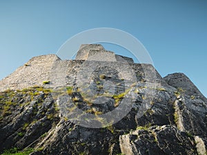 Ruins of the old Beckov castle on a high rock in Slovakia