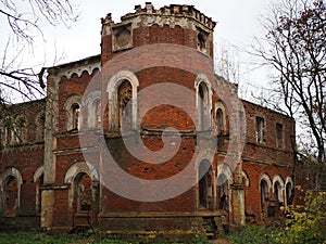 The ruins of the old brick estate of the Wrangel barons