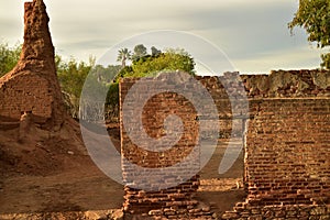 Ruins of old brick sugar mill in Todos Santos, Baja, Mexico