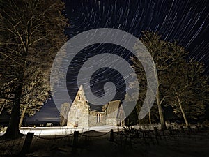 The ruins of the old church at night