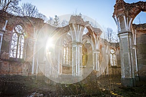 In the ruins of the old church. Strange place.