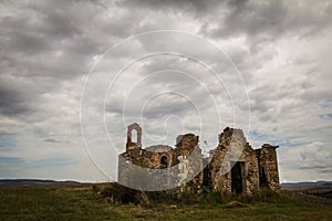 Ruins of old church in Val dOrcia, Tuscany