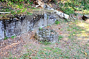 Stones as remains of the columns. Dacian fortress from Costesti, Transylvania, in the Carpathian Mountains photo