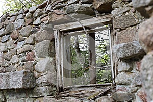 Ruins of an old and forgotten lodge in a field captured during the daytime