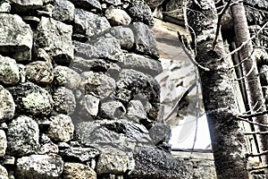 Ruins of an old and forgotten lodge in a field captured during the daytime