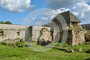 Ruins of old fortified monastery close to small village of Bzovik in Slovakia