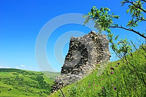 The ruins of the old fortress Gulistan on the mountain