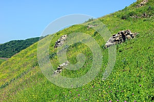 The ruins of the old fortress Gulistan on the mountain