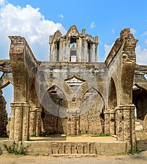 Ruins of old French Rosary church, Settihalli, Karnataka