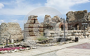 Ruins of old historical centre of the town Nesebar, Bulgaria.