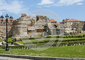 Ruins of old historical centre of the town Nesebar, Nesabar, Bulgaria.