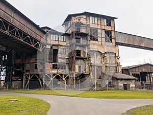 Ruins of old metalworks building in Ostrava - Dolni Vitkovice city in Czech Republic photo