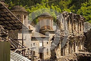 Ruins of an old monastery on Mount Olympus