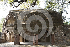 Ruins of an old mosque at Ugrasen ki Baoli in New Delhi, India