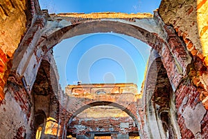 Ruins of old orthodox church in Belarus