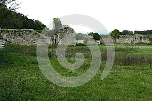 Ruins of the old Quarr Abbey, Ryde, on the Isle of Wight, England.