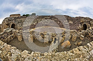 Ruins of old roman city of Nora, island of Sardinia