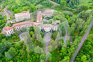 The ruins of the old Soviet sanatorium Medea, whose architecture which is basically a synthesis of Stalinist period